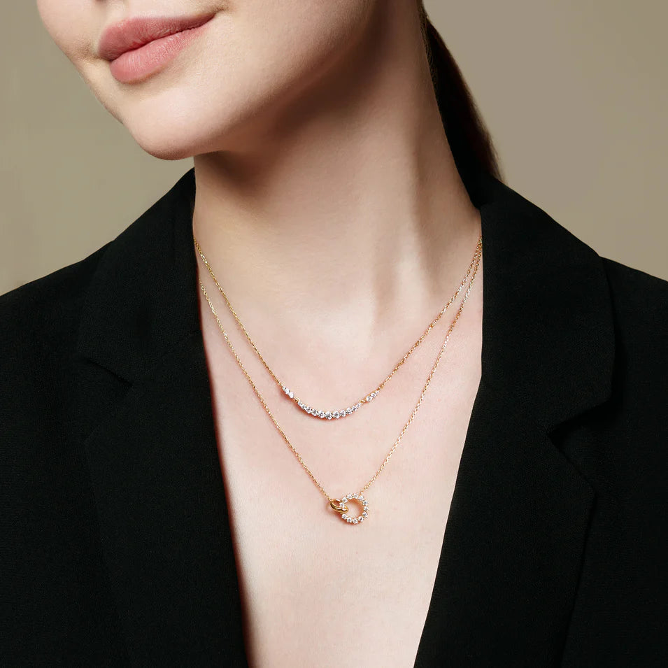 Ania Haie - Interlinked Circles Pavé Necklace - Gold