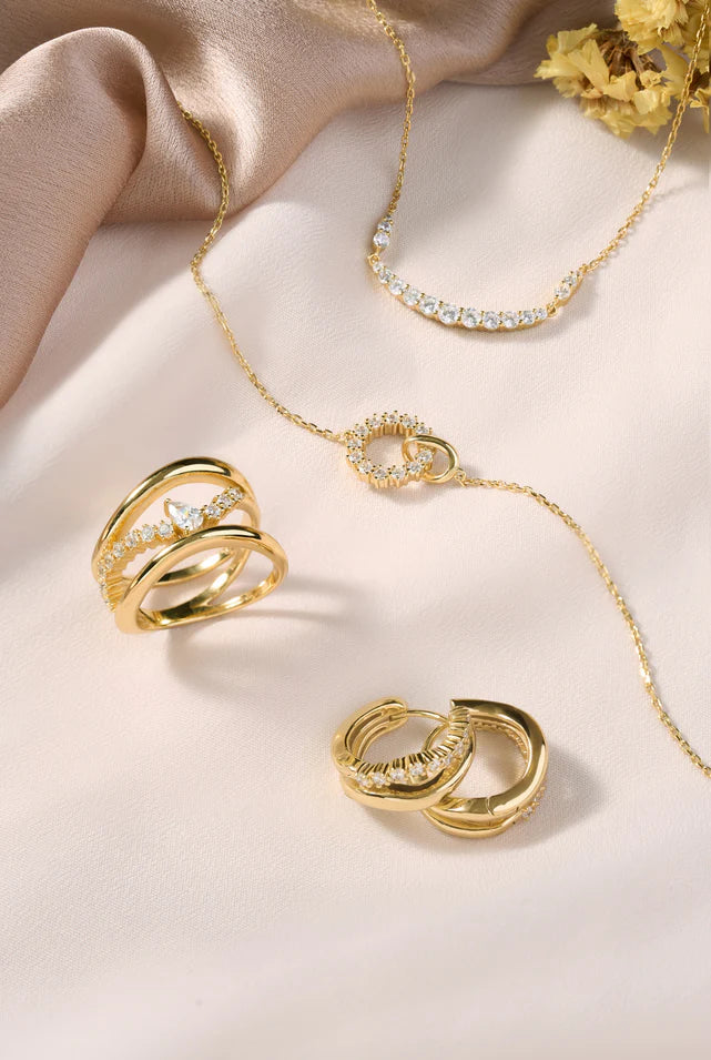 Ania Haie - Interlinked Circles Pavé Necklace - Gold