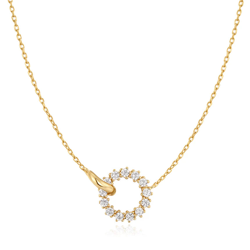 Ania Haie - Interlinked Circles Pavé Necklace - Gold