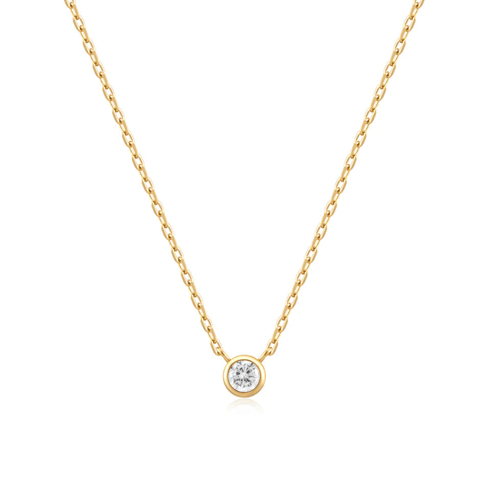 Ania Haie - Round Solitaire Cubic Zirconia Necklace - Gold