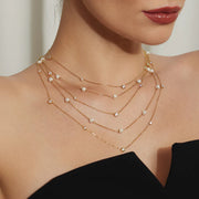 Ania Haie - Shell Pearl Station Chain Necklace - Gold