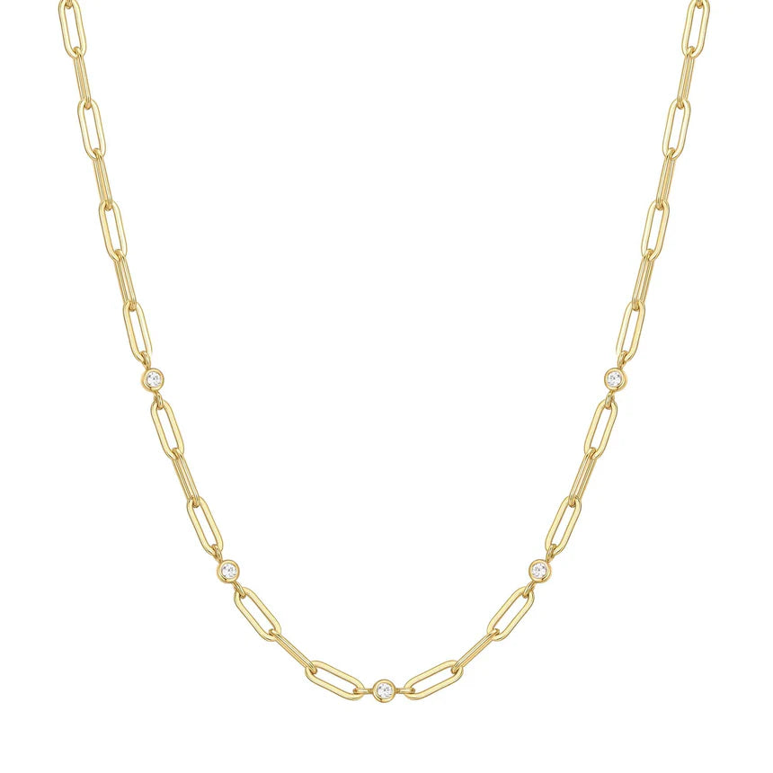 Ania Haie - Bezel Station Paper Clip Chain Necklace - Gold