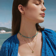 Ania Haie - Mint Green Lucky Clover Necklace - Gold