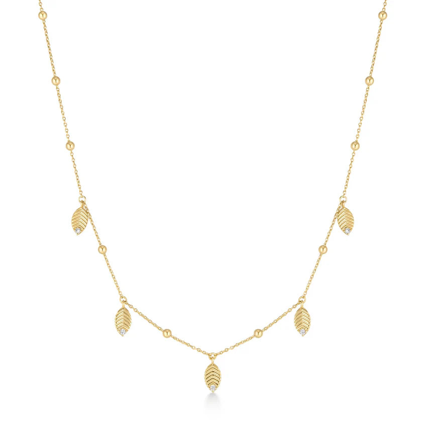 Ania Haie - Leaf Station Necklace - Gold
