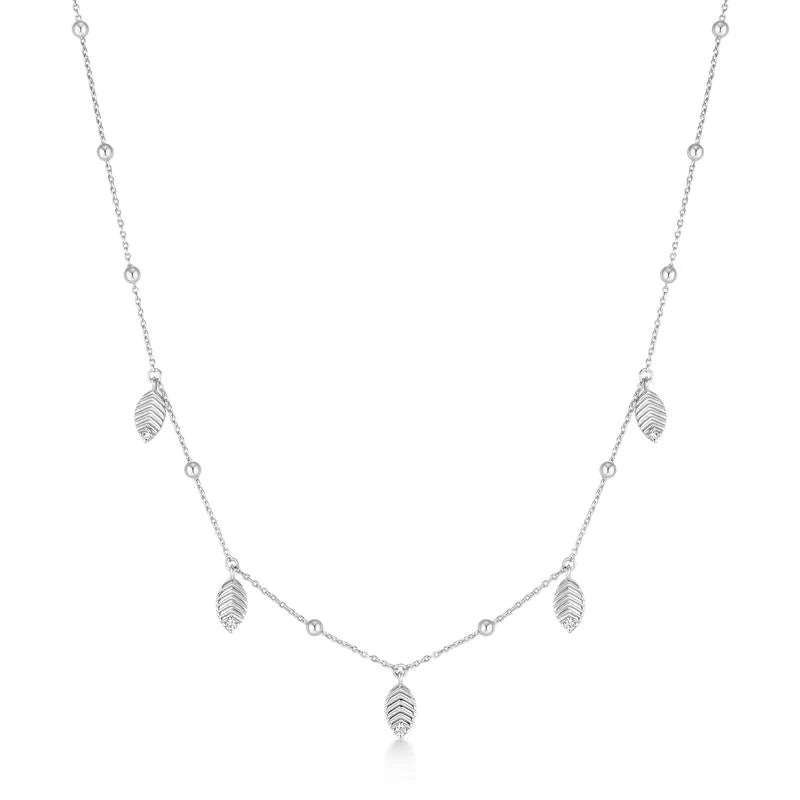 Ania Haie - Leaf Station Necklace - Silver