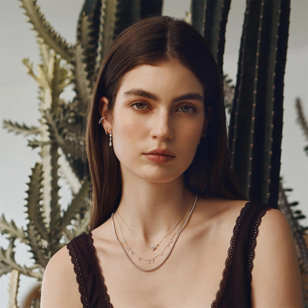 Ania Haie - Starlight Drops Lucky Clover Necklace - Silver
