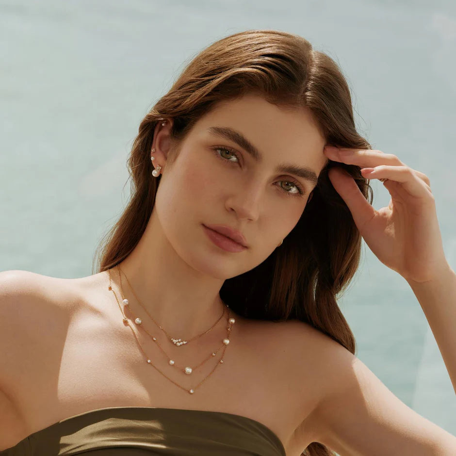 Ania Haie - Shell Pearl Cluster Necklace - Gold
