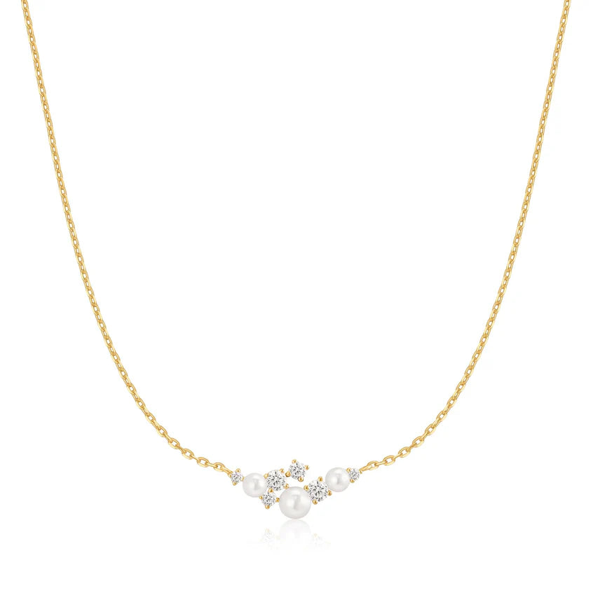 Ania Haie - Shell Pearl Cluster Necklace - Gold