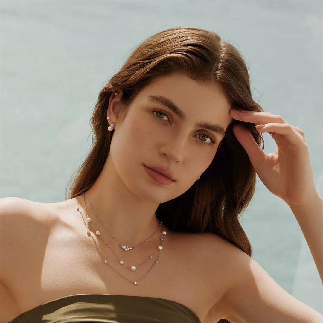 Ania Haie - Shell Pearl Cluster Necklace - Silver