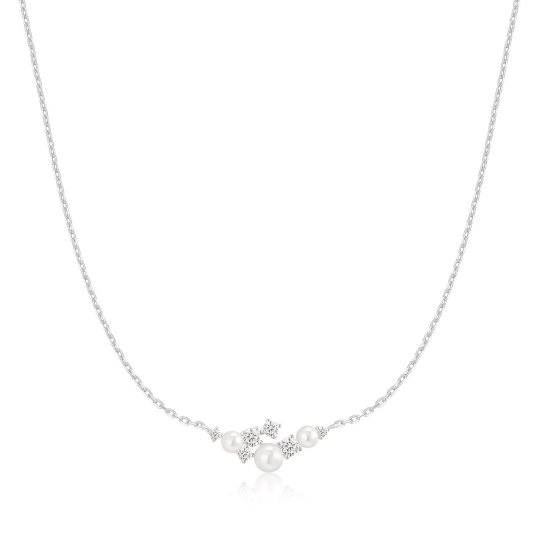 Ania Haie - Shell Pearl Cluster Necklace - Silver