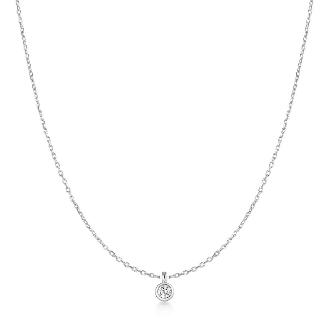 Ania Haie - Luna Gaze Bezel-Set Solitaire Necklace - Silver