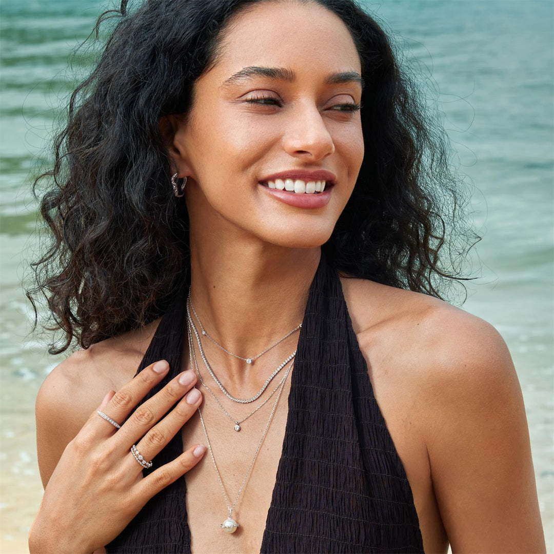 Ania Haie - Luna Gaze Bezel-Set Solitaire Necklace - Silver