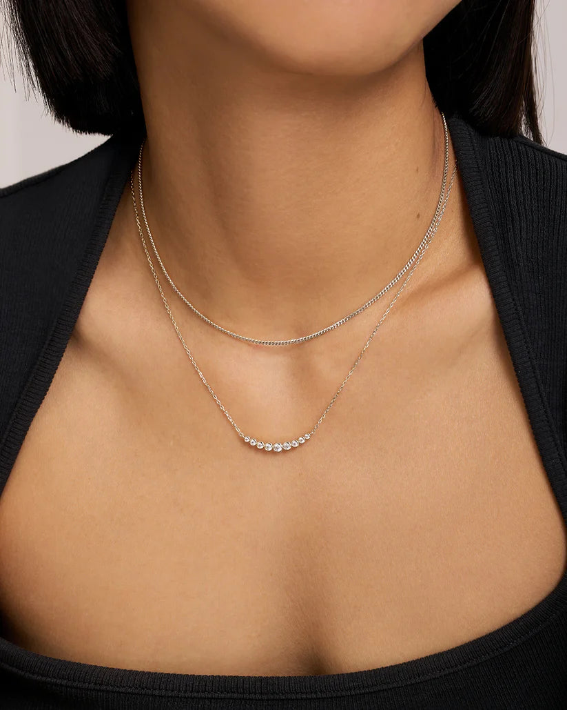 Ania Haie - Graduated Bezel-Set Necklace - Silver