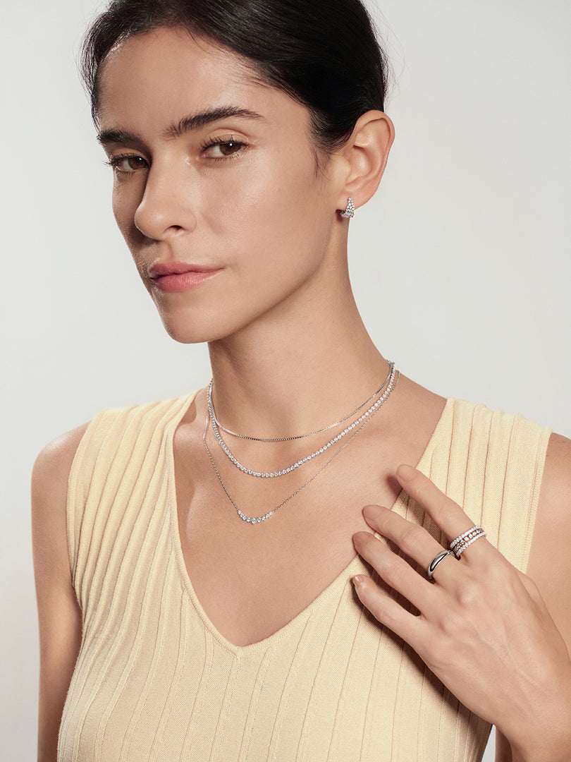 Ania Haie - Graduated Pave Arc Necklace - Silver