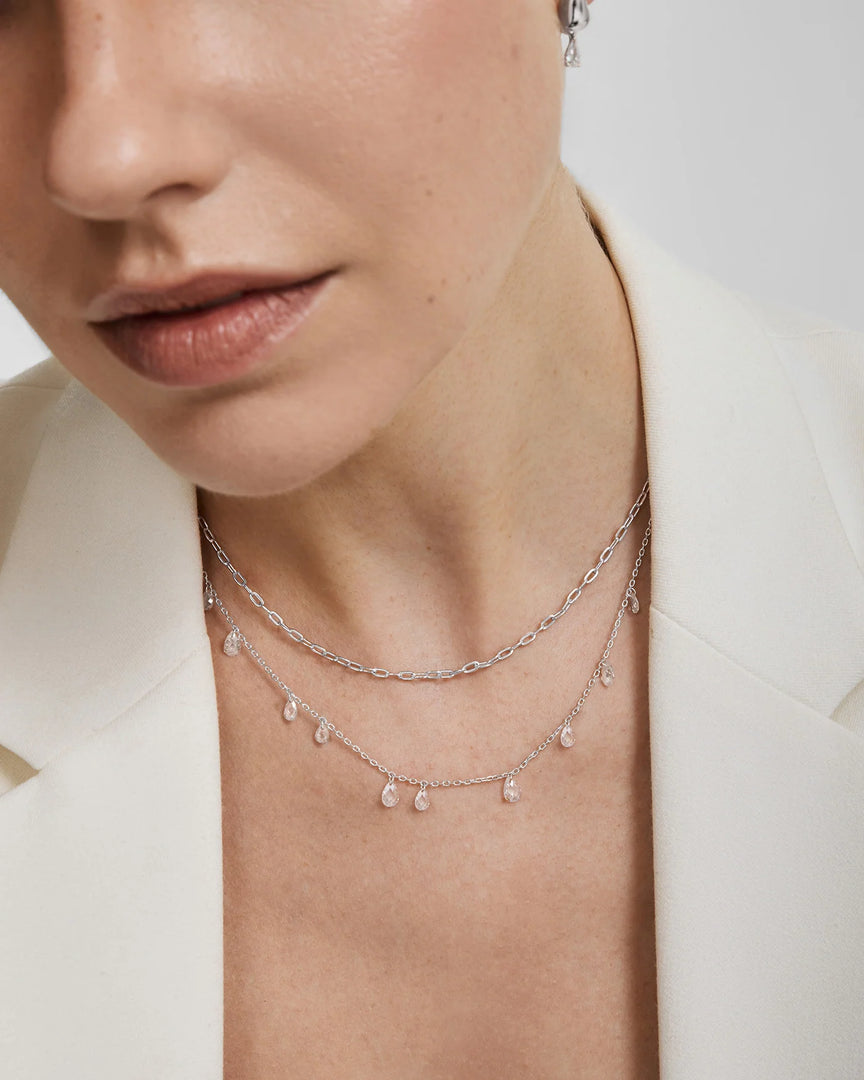 Ania Haie - Fluid Light Ethereal Teardrop Dangle Necklace - Silver
