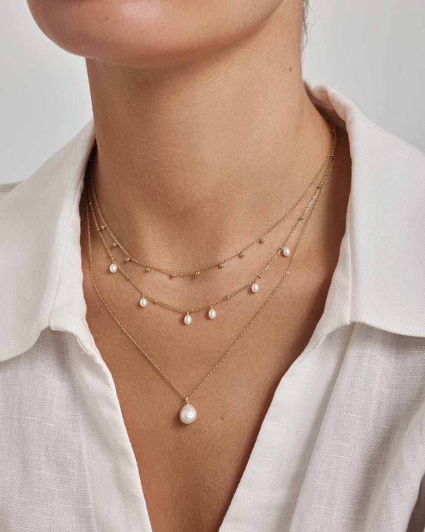 Ania Haie - Glimmer Glow Pearl & Bead Necklace - Gold