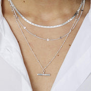 Daisy London - T Bar Bobble Chain Necklace - Silver