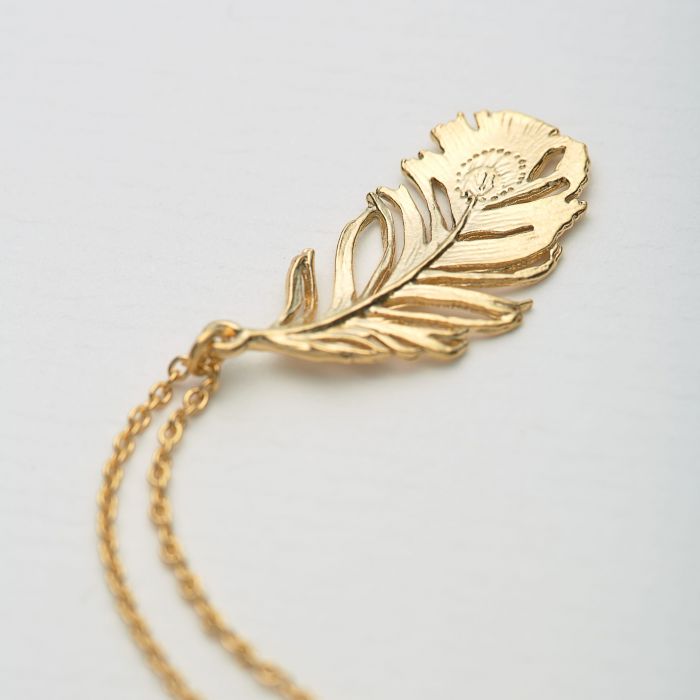 Alex Monroe - Peacock Feather Necklace - Gold