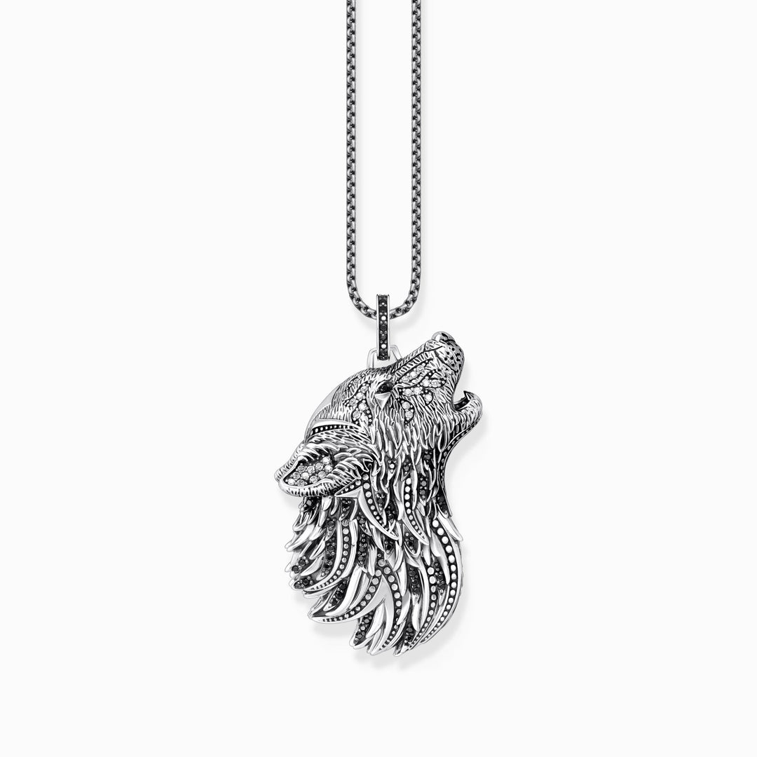 Thomas Sabo - Blackened Howling Wolf Pendant - Silver