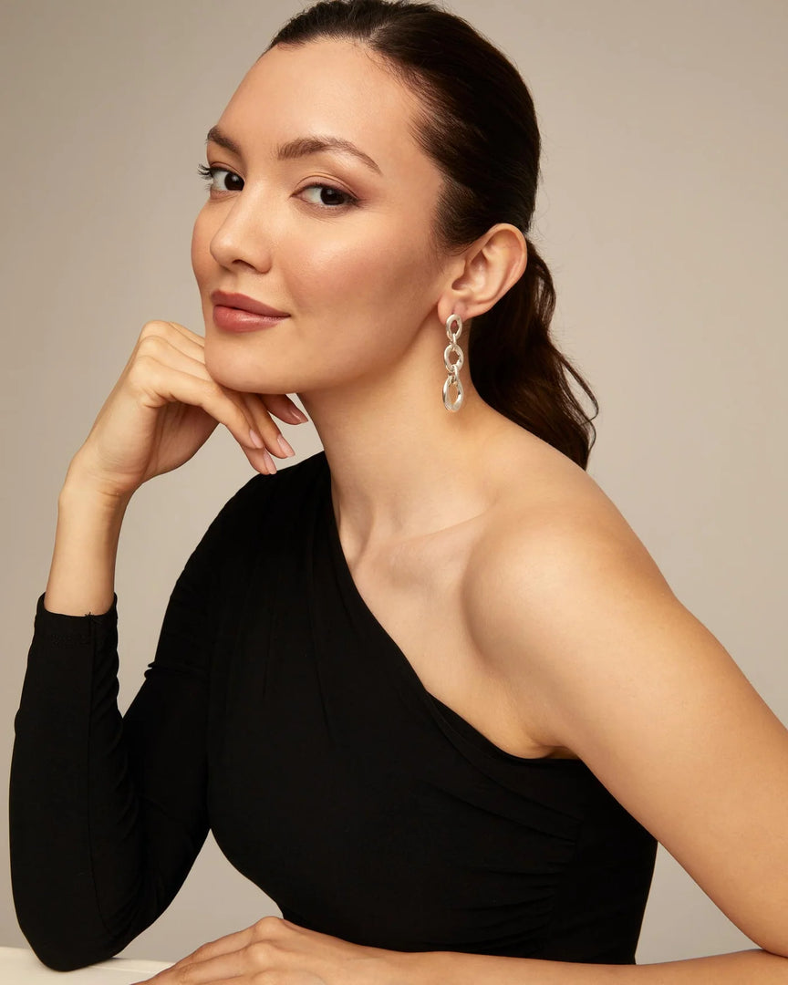 UNOde50 - YOLO Three Link Drop Earrings - Silver
