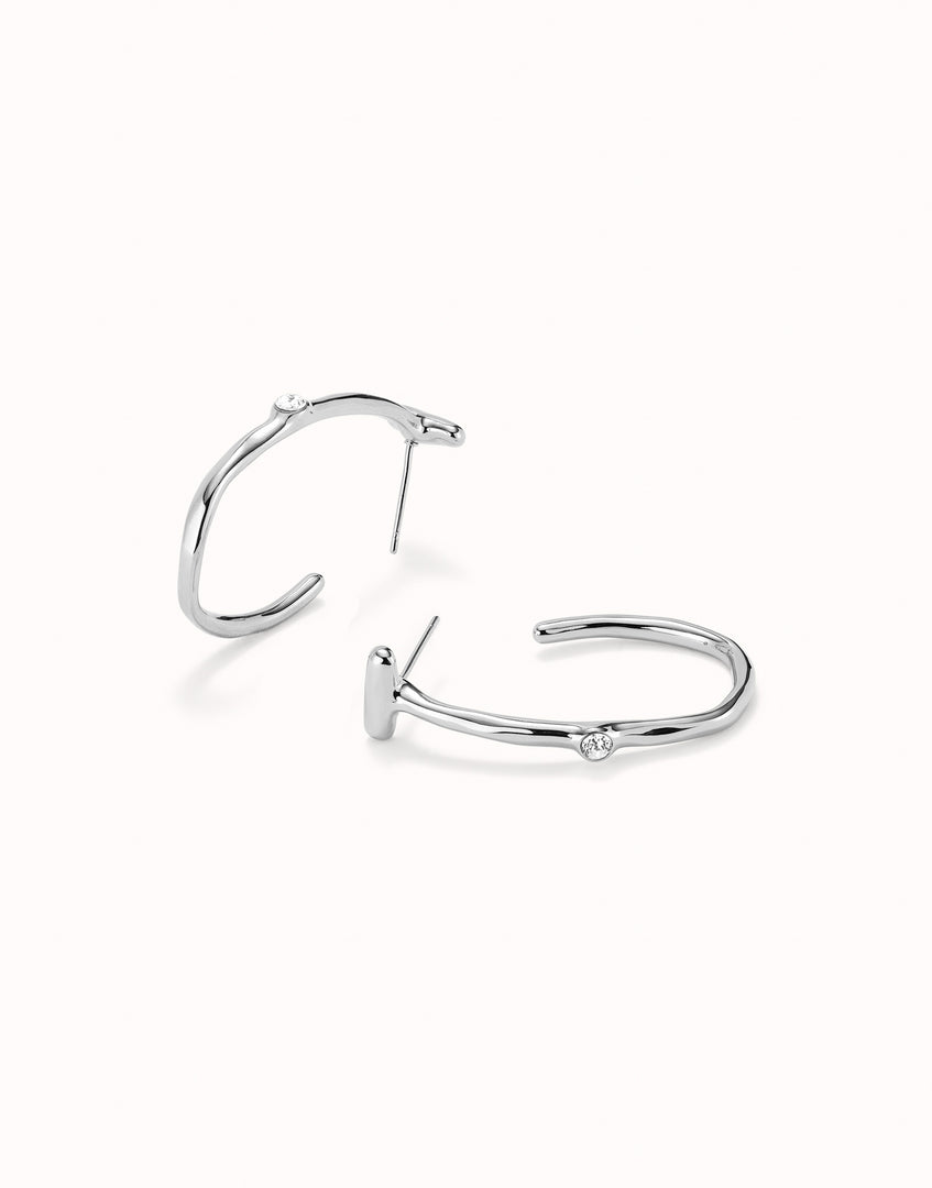 UNOde50 - White Topaz Hoop Earrings - Silver