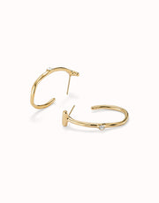 UNOde50 - White Topaz Hoop Earrings - Gold
