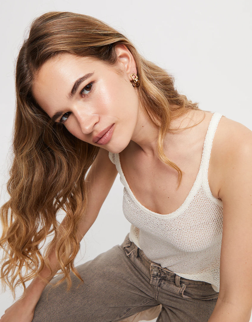 UNOde50 - Double Hoop White Topaz Earrings - Gold