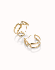UNOde50 - Double Hoop White Topaz Earrings - Gold