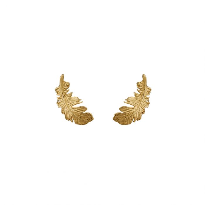 Alex Monroe - Plume Feather Stud Earrings - Gold