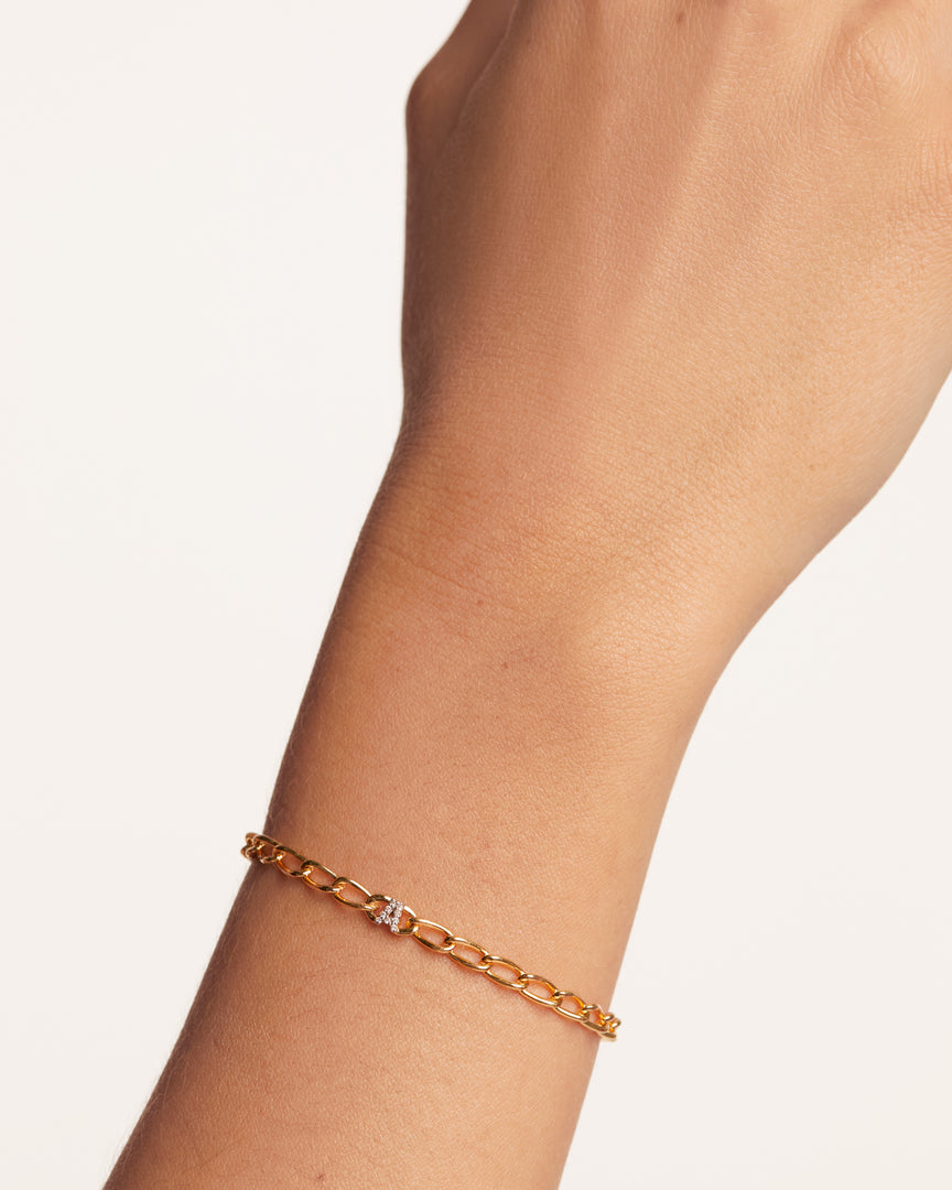 PDPAOLA - Letter 'A' Chain Bracelet - Gold