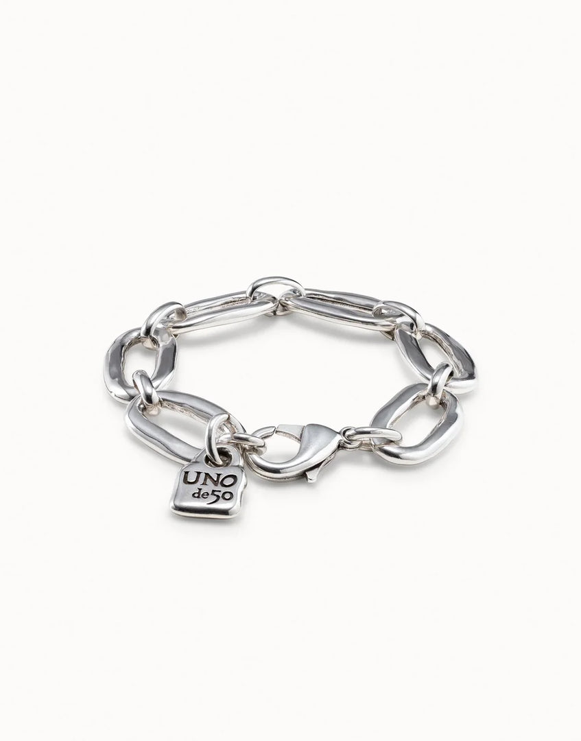 UNOde50 - Eslabomba Plated Oval Link Chain Bracelet - Silver