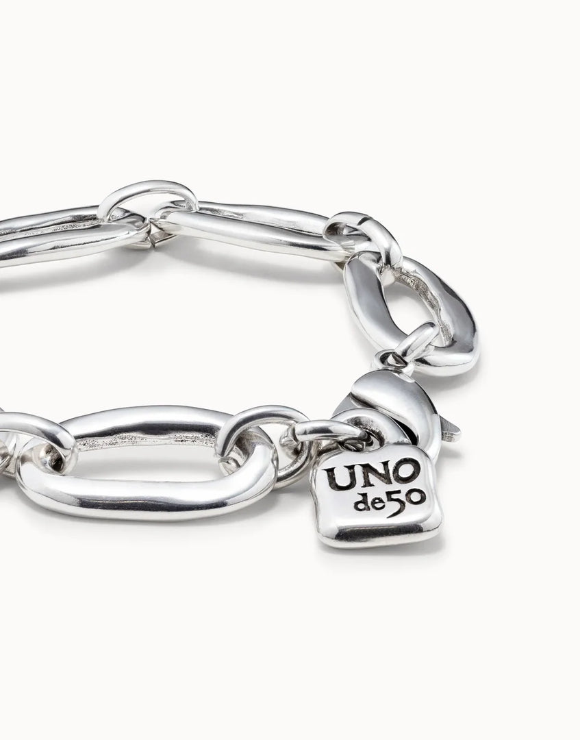 UNOde50 - Eslabomba Plated Oval Link Chain Bracelet - Silver