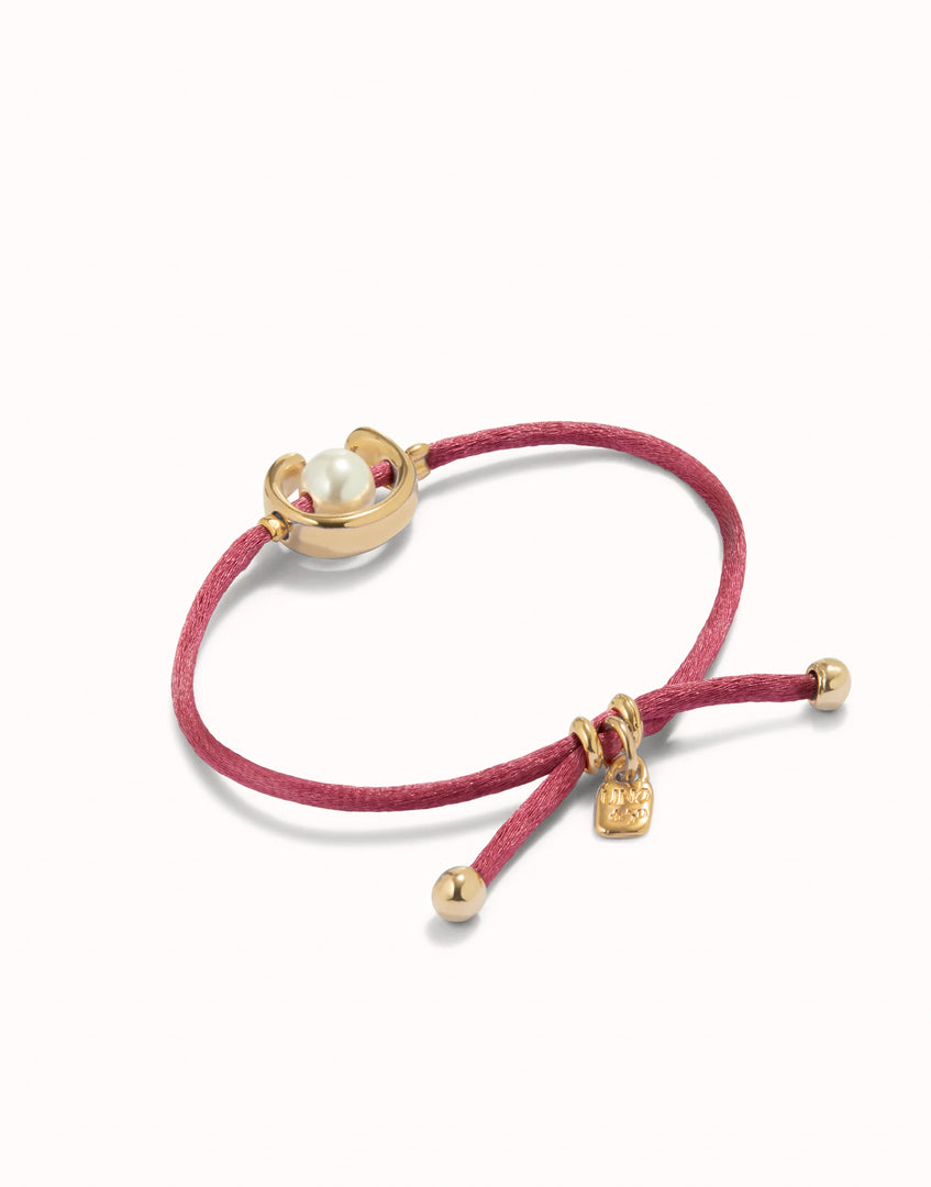 UNOde50 - Mauve Thread and Shell Pearl Bracelet - Gold