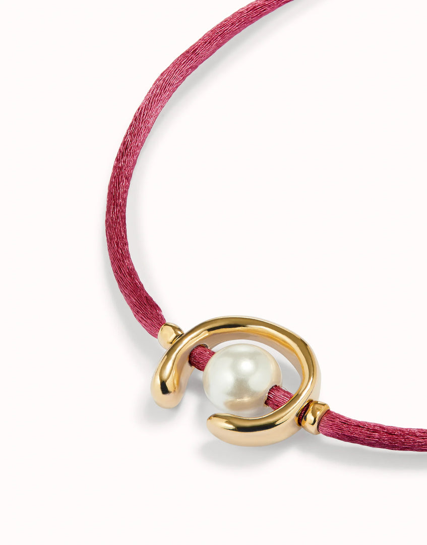 UNOde50 - Mauve Thread and Shell Pearl Bracelet - Gold