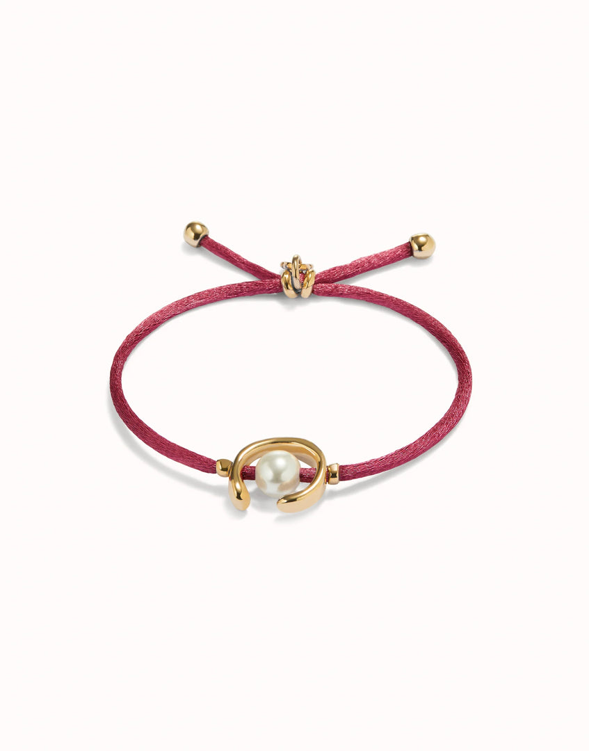 UNOde50 - Mauve Thread and Shell Pearl Bracelet - Gold