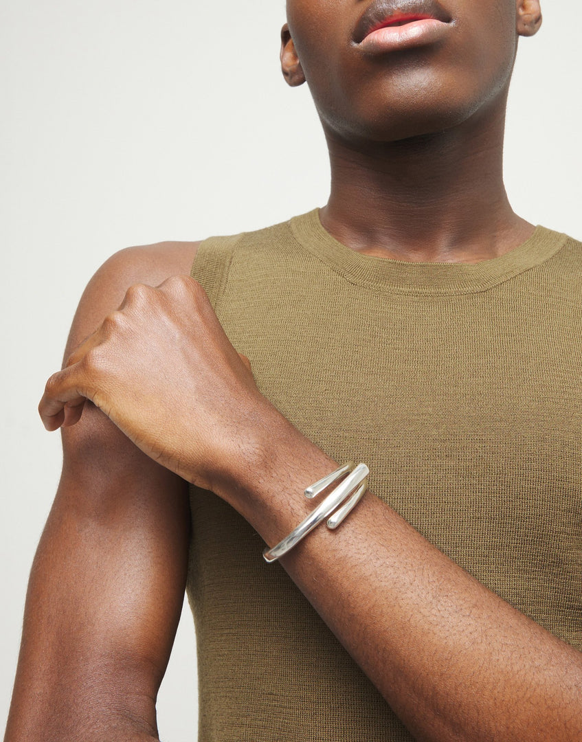 UNOde50 - Three Intertwined Organic Shapes Bangle Bracelet - Silver