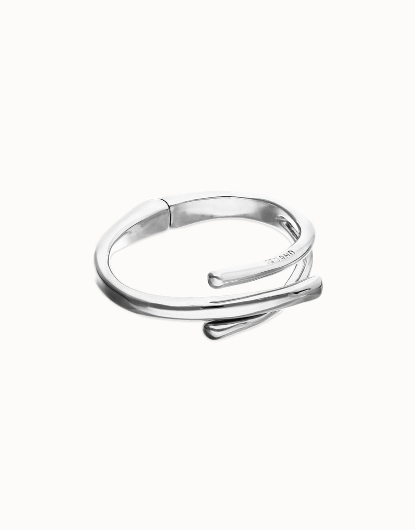 UNOde50 - Three Intertwined Organic Shapes Bangle Bracelet - Silver