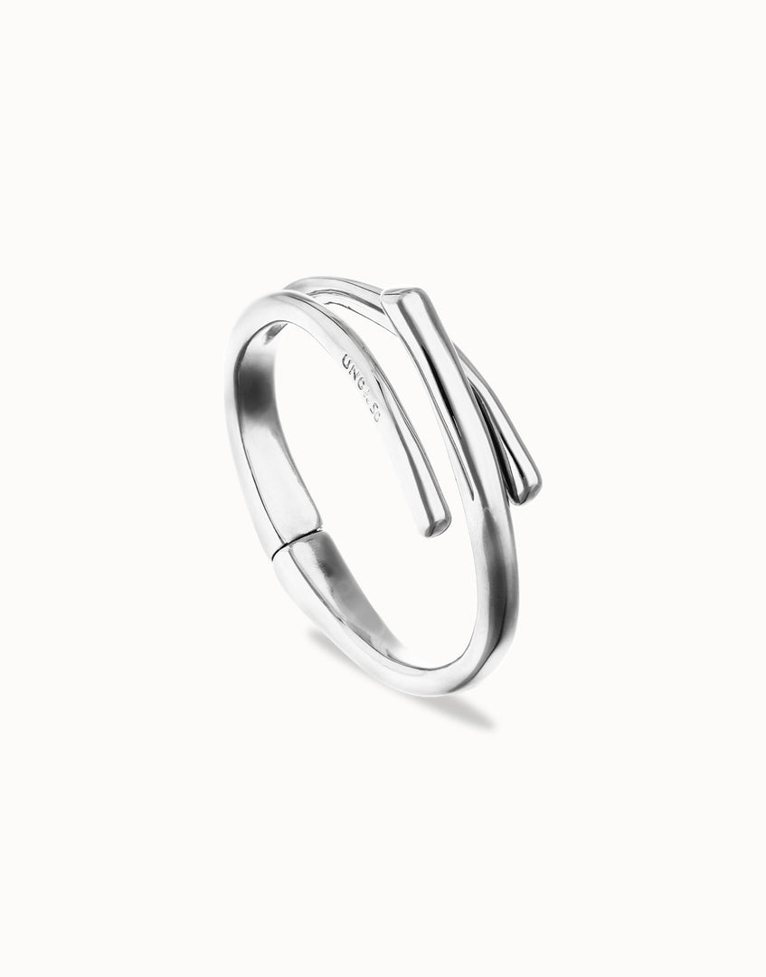 UNOde50 - Three Intertwined Organic Shapes Bangle Bracelet - Silver