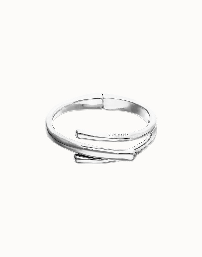UNOde50 - Three Intertwined Organic Shapes Bangle Bracelet - Silver