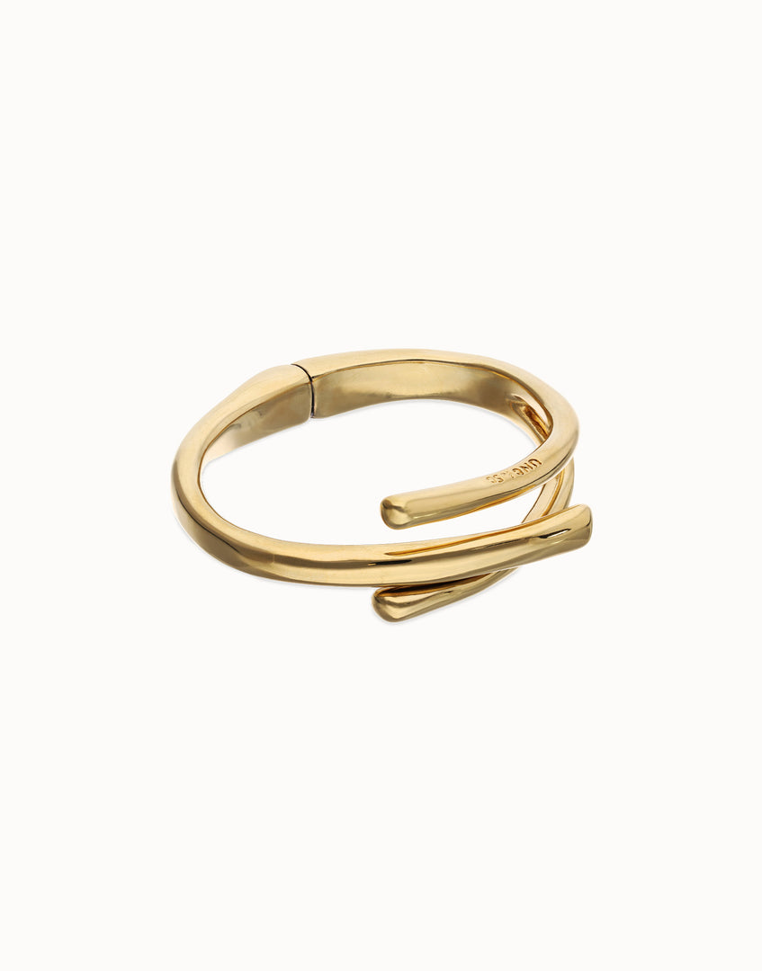 UNOde50 - Three Intertwined Organic Shapes Bangle Bracelet - Gold