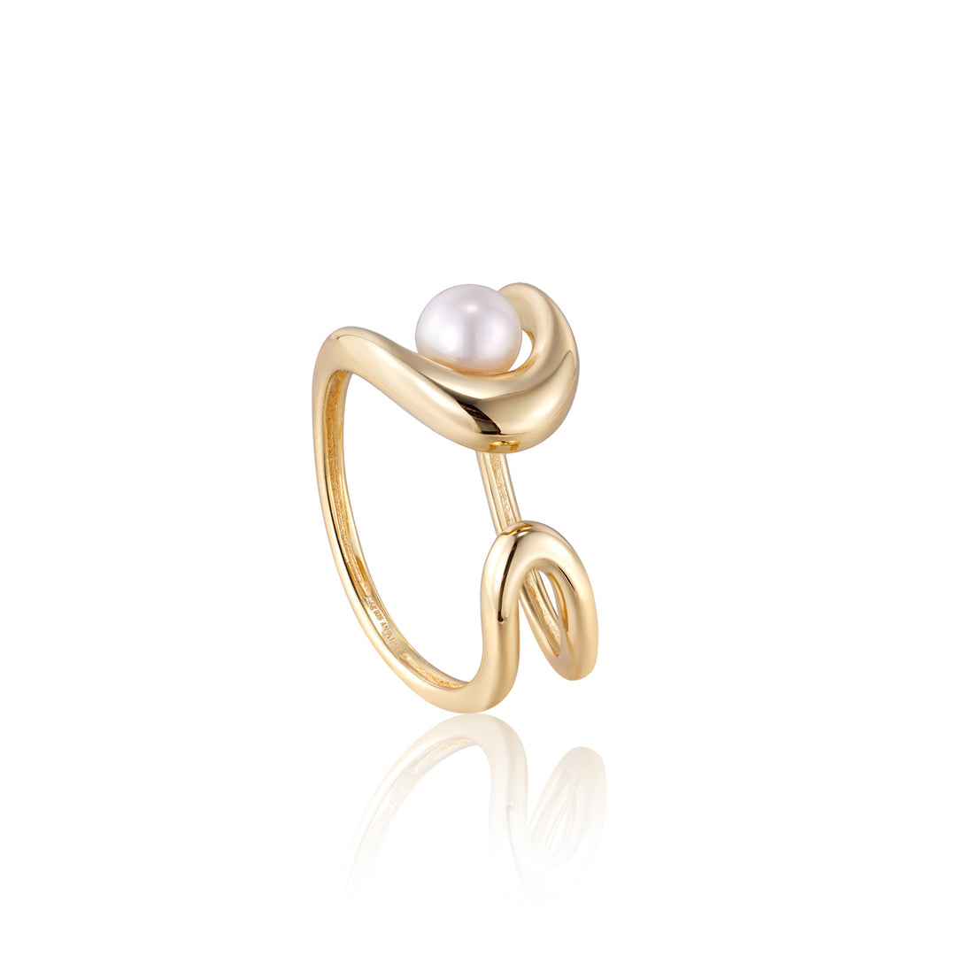 Ania Haie - Pearl Sculpted Adjustable Ring - Gold