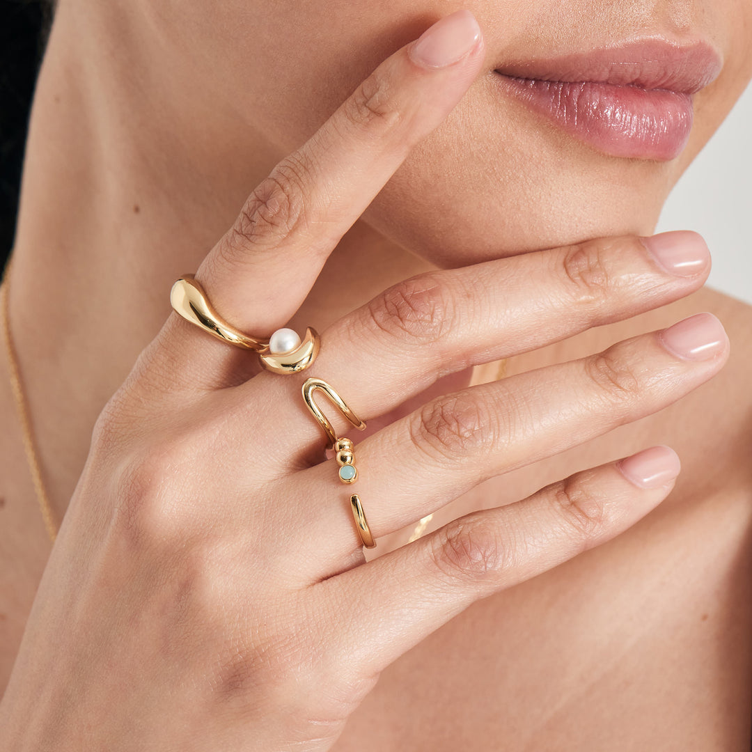 Ania Haie - Pearl Sculpted Adjustable Ring - Gold