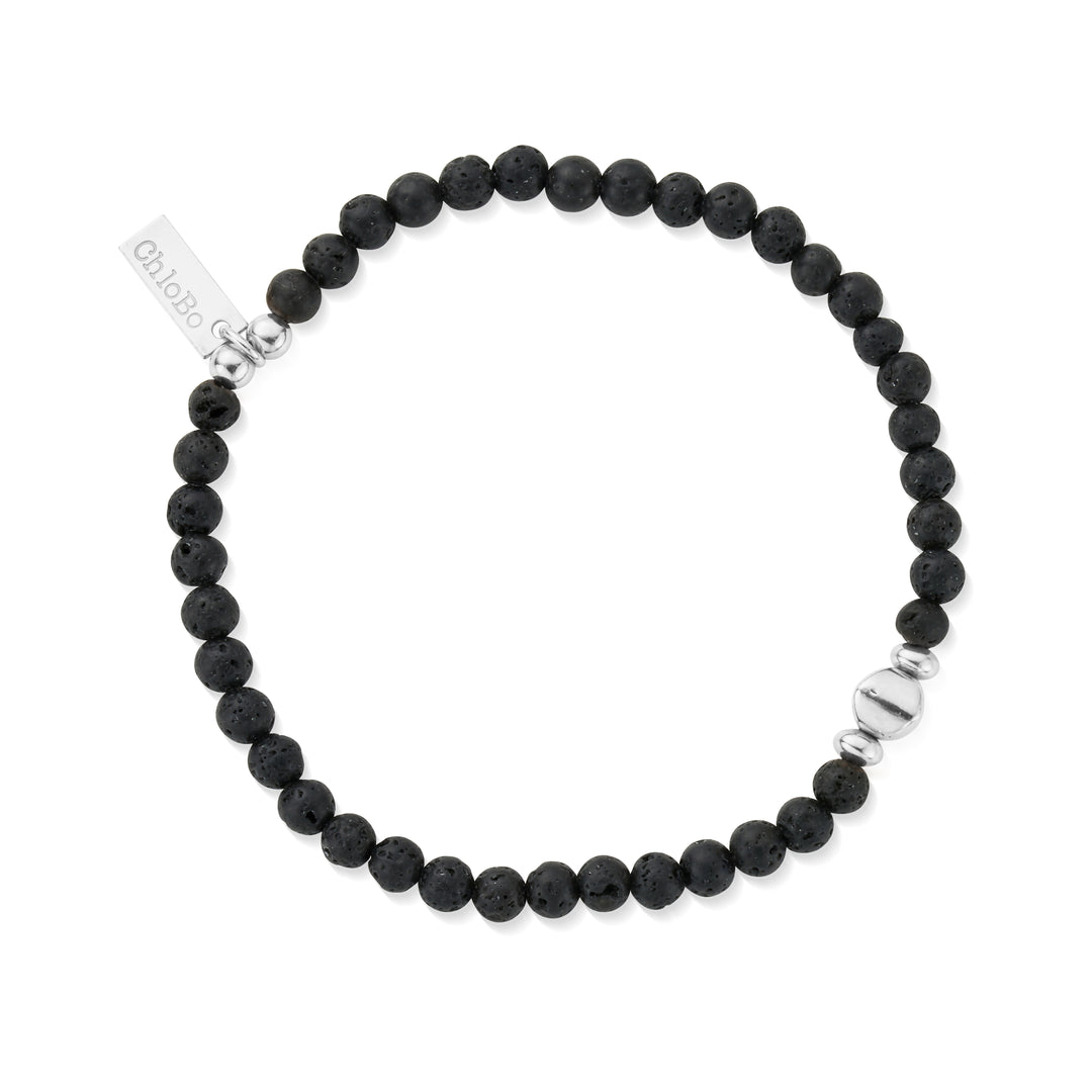 ChloBo - Men's Black Lava Bracelet - Silver