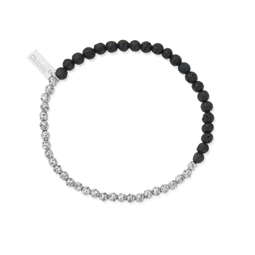 ChloBo - Men's Black Lava Principal Bracelet - Silver