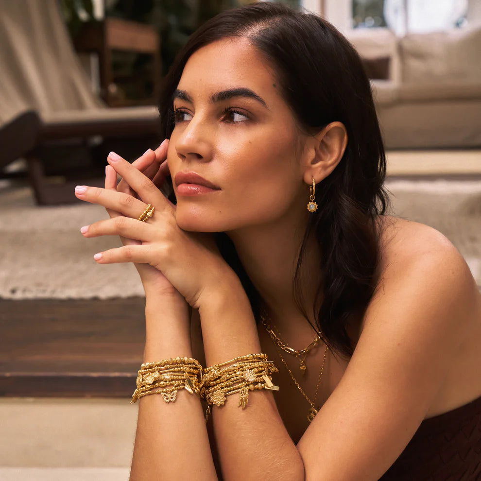 ChloBo - Dainty Moon Cut Sparkle Star Bracelet - Silver