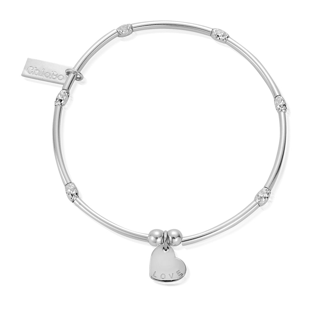 ChloBo - Mini Noodle Sparkle Rice Love Disc Bracelet - Silver