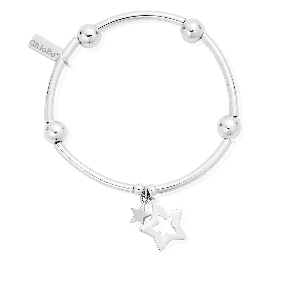 ChloBo - Noodle Ball Double Star Bracelet - Silver