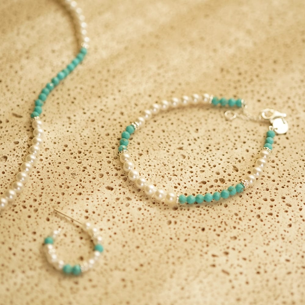 Daisy London - Pearl Turquoise Beaded Bracelet - Silver