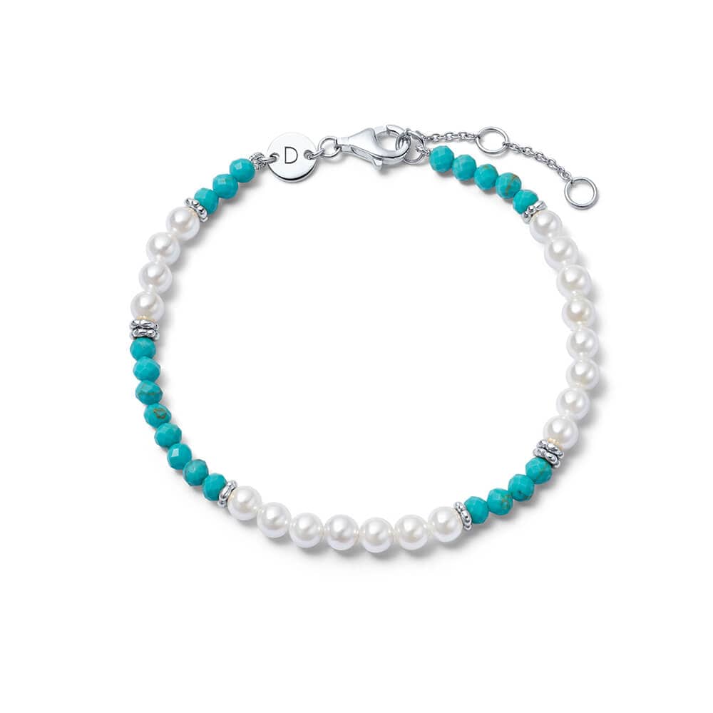 Daisy London - Pearl Turquoise Beaded Bracelet - Silver