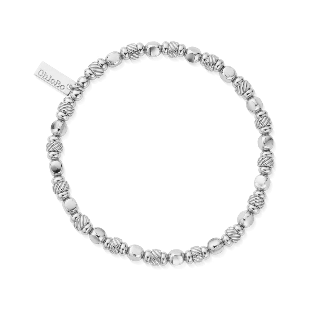 ChloBo - Men's Twisted Cube Bracelet - Silver